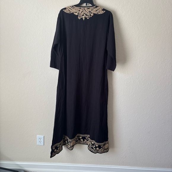 Roller Rabbit | Women's Classy Boho Flowy Gold Black Kurta Dress Size Medium - Picture 9 of 10